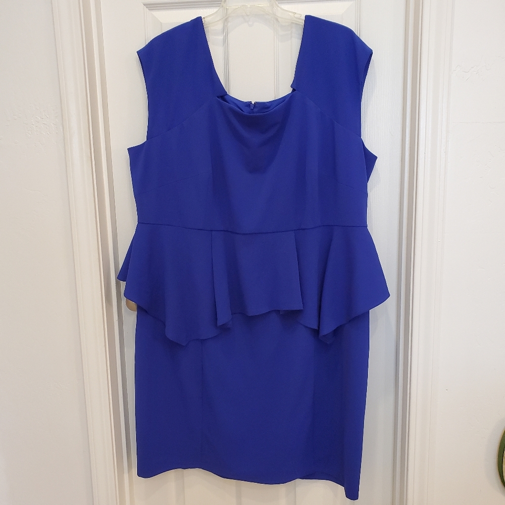 Lane Bryant Blue Peplum Career Casual Womens Dress Size 28